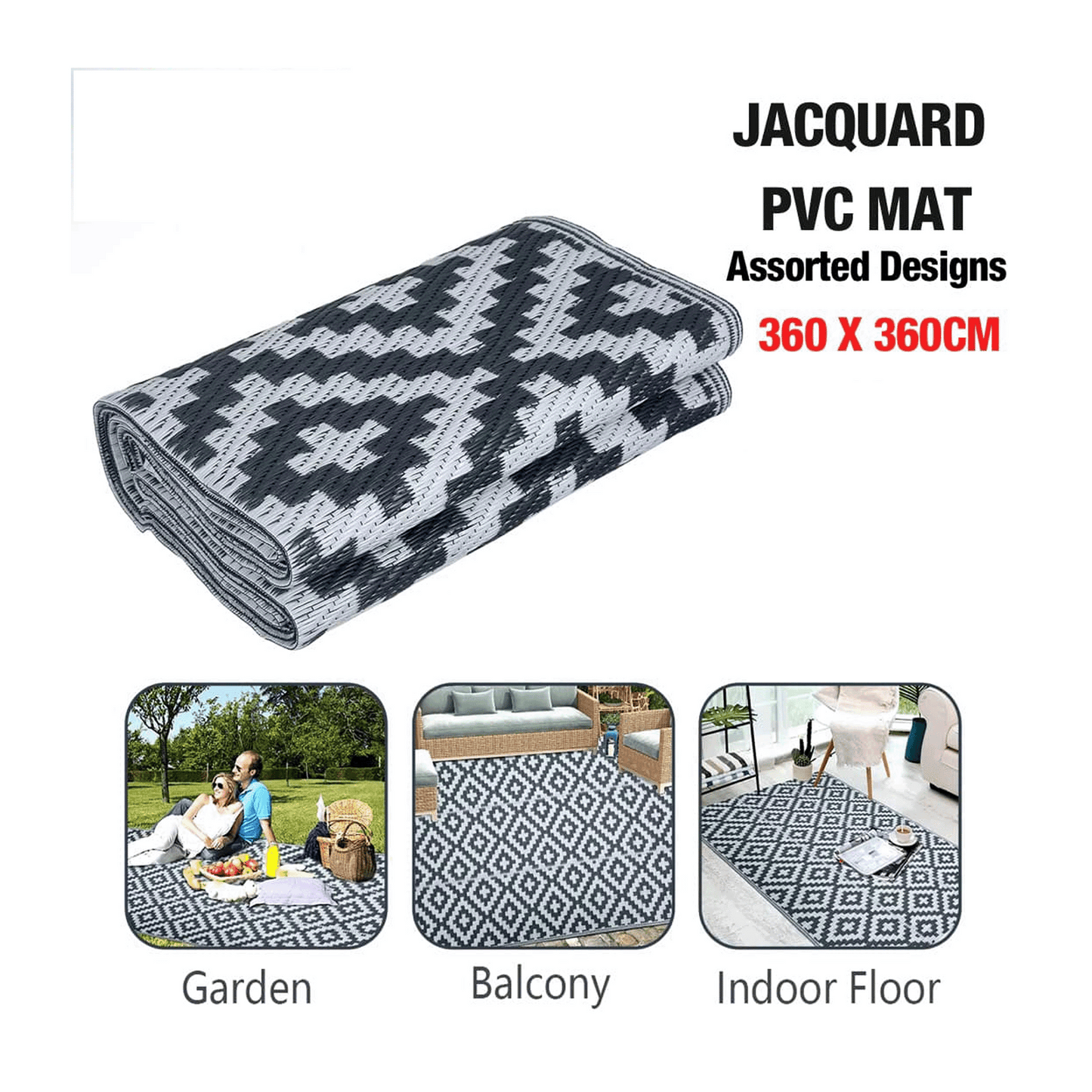 Jacquard PVC Mat Assorted 360 x 360 cm