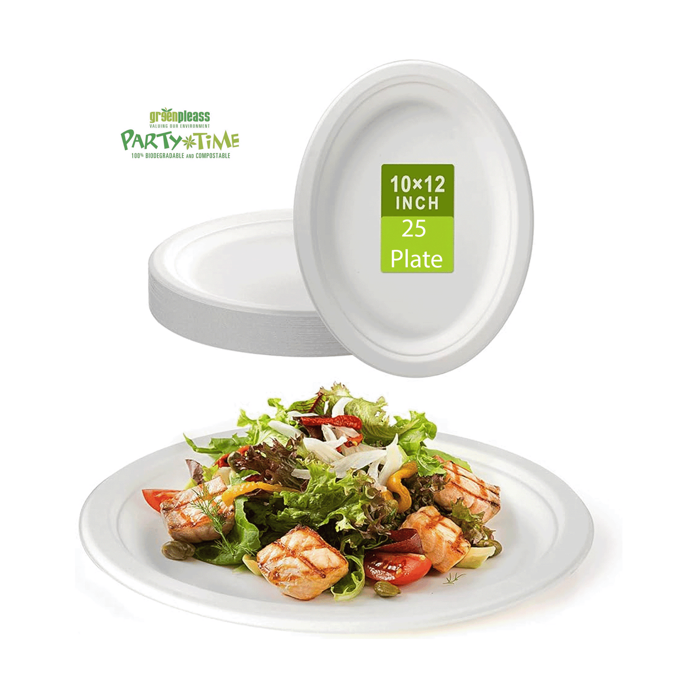 Greenpleass 25 Plate 12.5" x 10" Oval Bagasse